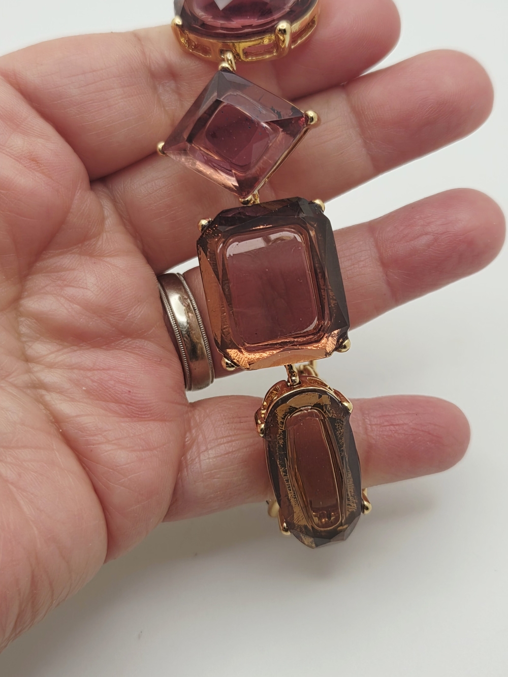 Banana Republic Gold-Tone Bracelet with Pink and Amber Stones - Picture 4 of 8